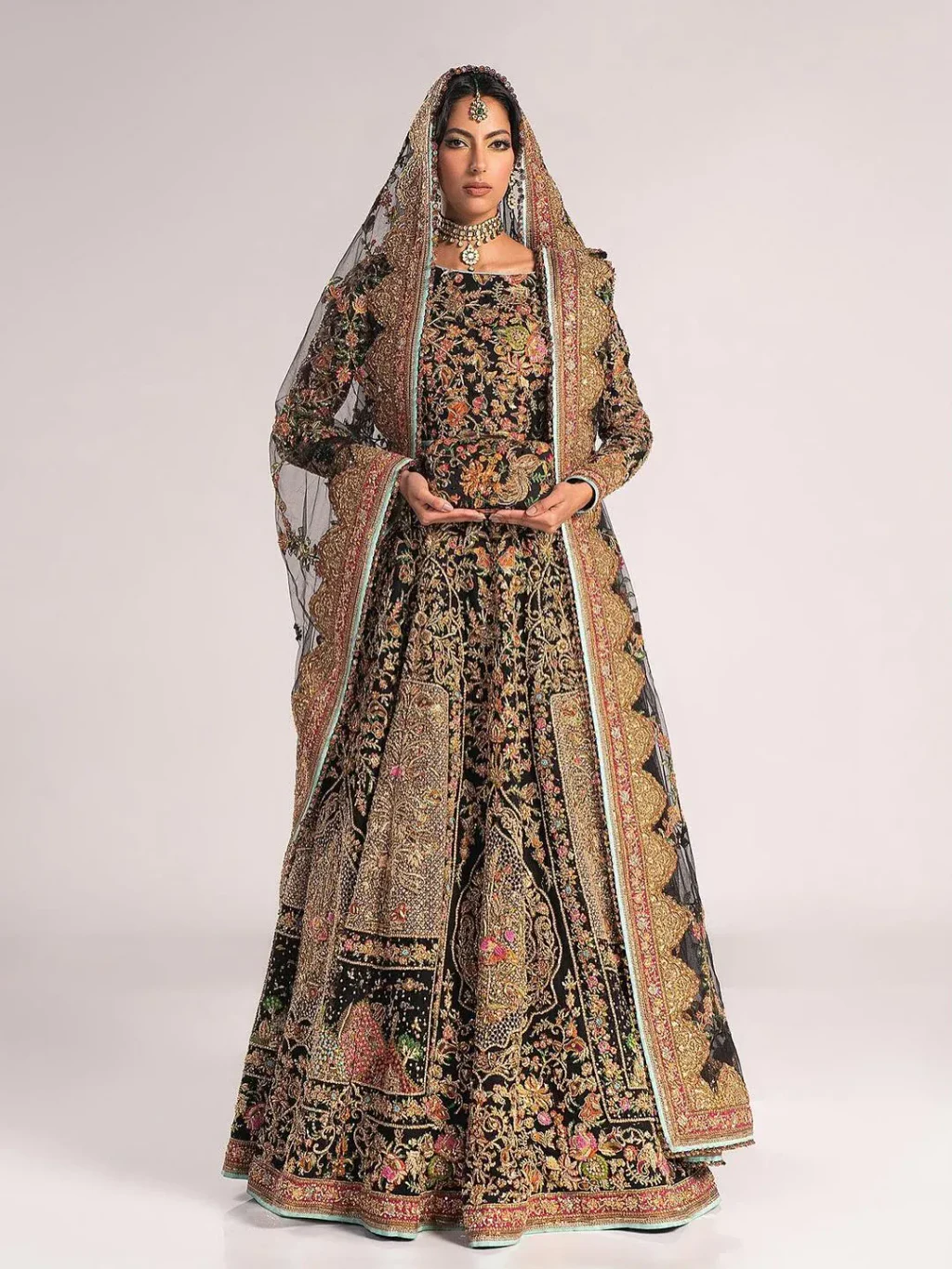 Fahad Hussayn – Ajooba Style black zardozi bridal lehenga choli